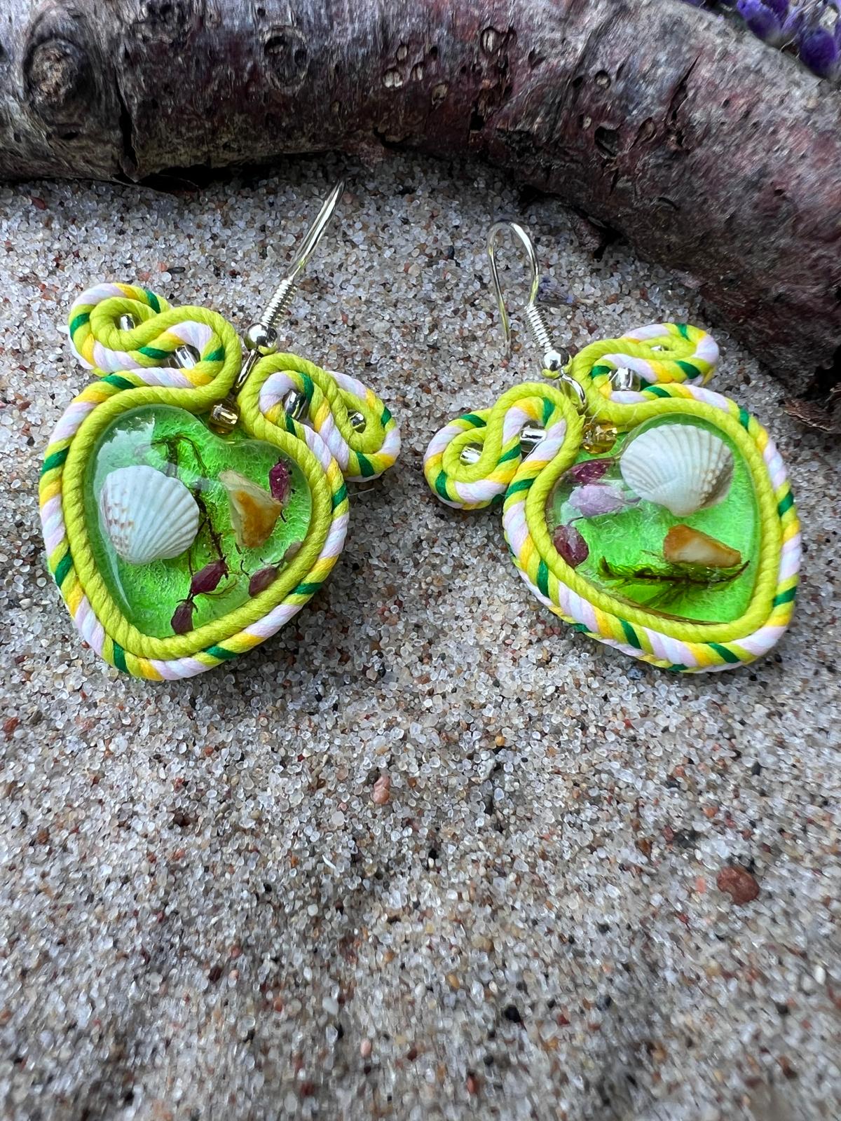 Kolczyki Earrings Braid Tropical Green